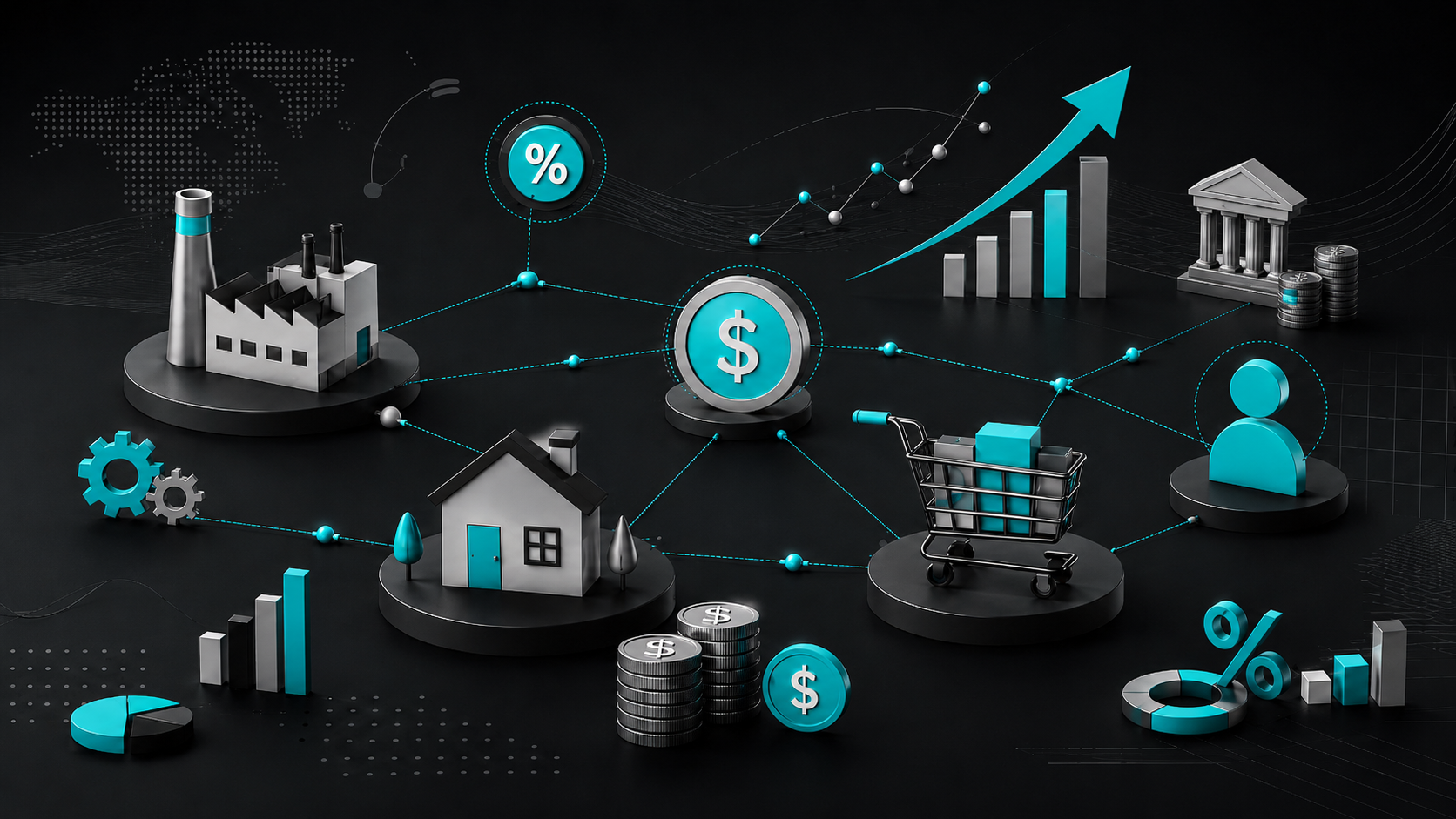 Pagamento de ICMS-ST com crédito acumulado representado por ícones econômicos e financeiros
